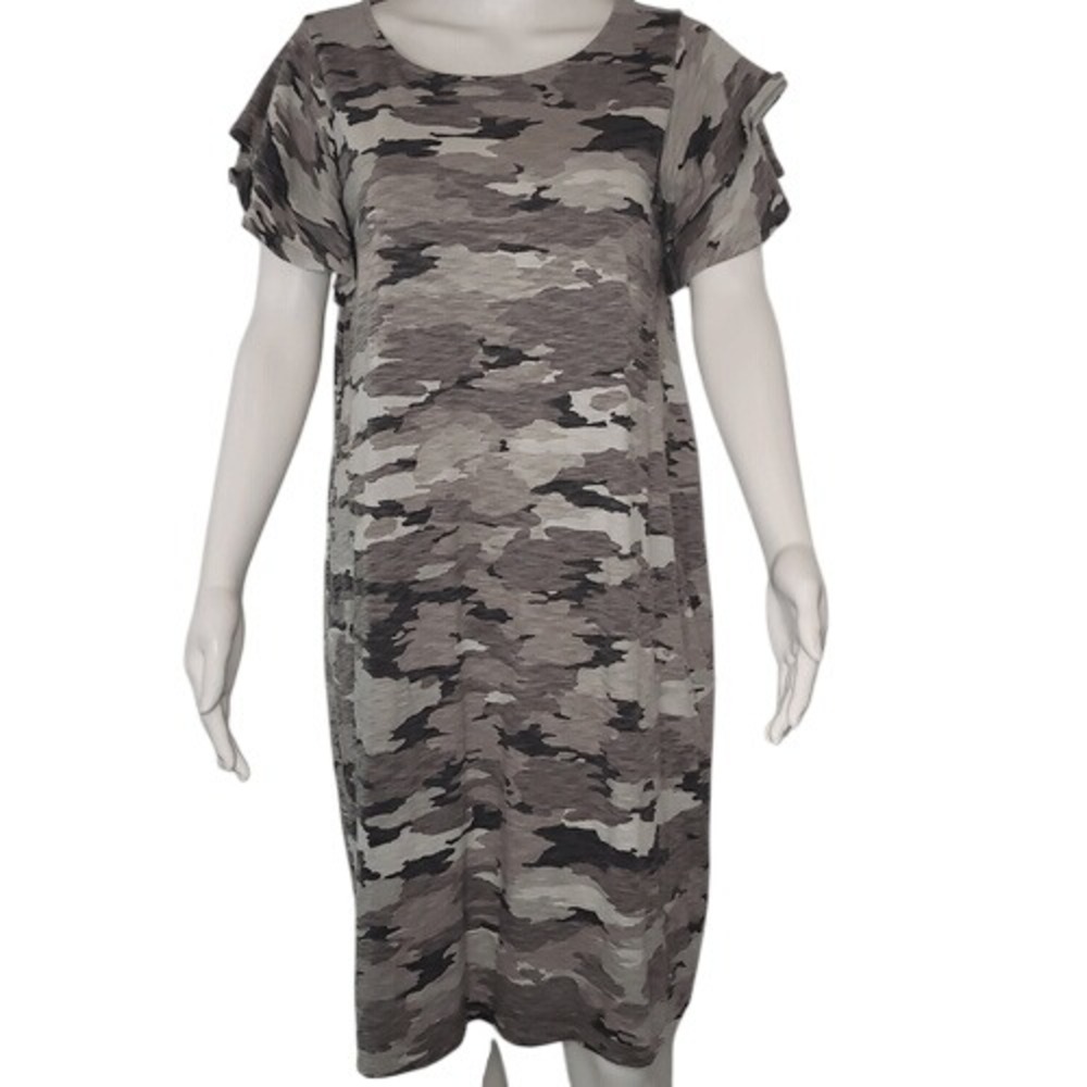 Isabel Maternity Gray Camo Swing Dress‎